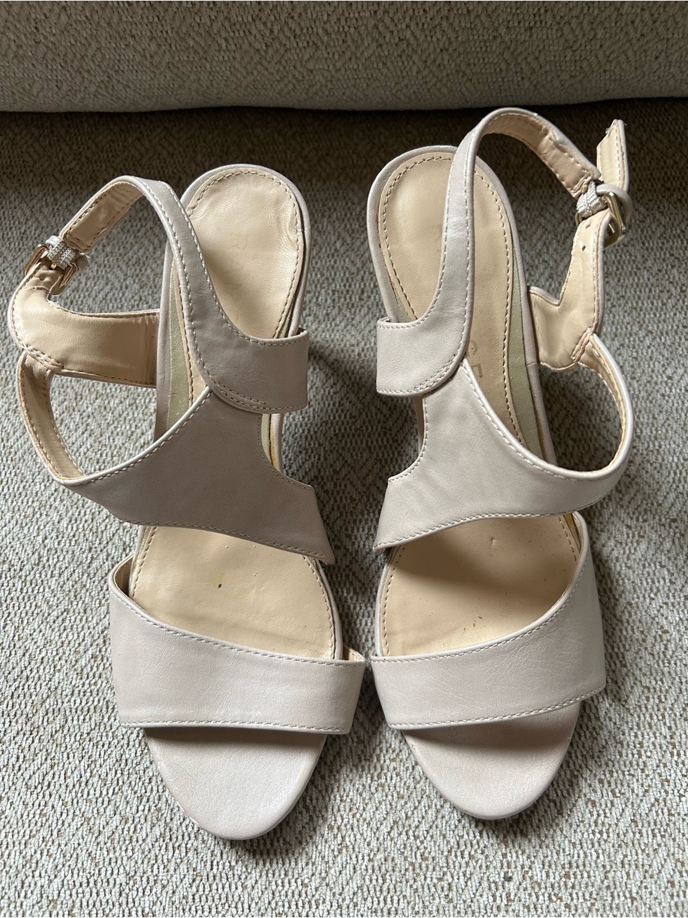 Rampage Women's Neutral Beige Slingback Sandals 3” Heels Stilettos